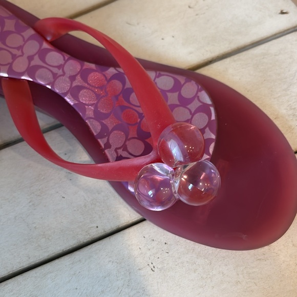 COACH jelly Flip Flop Sandals in Pink Sz 9.5 - Picture 3 of 6
